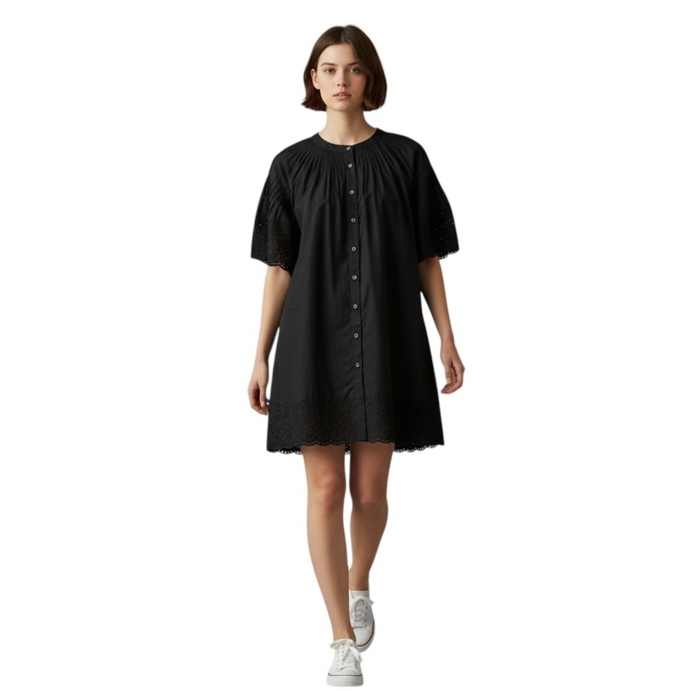 NEW J. CREW Jolie Shirt dress in eyelet cotton poplin Button Down‎ Size Small